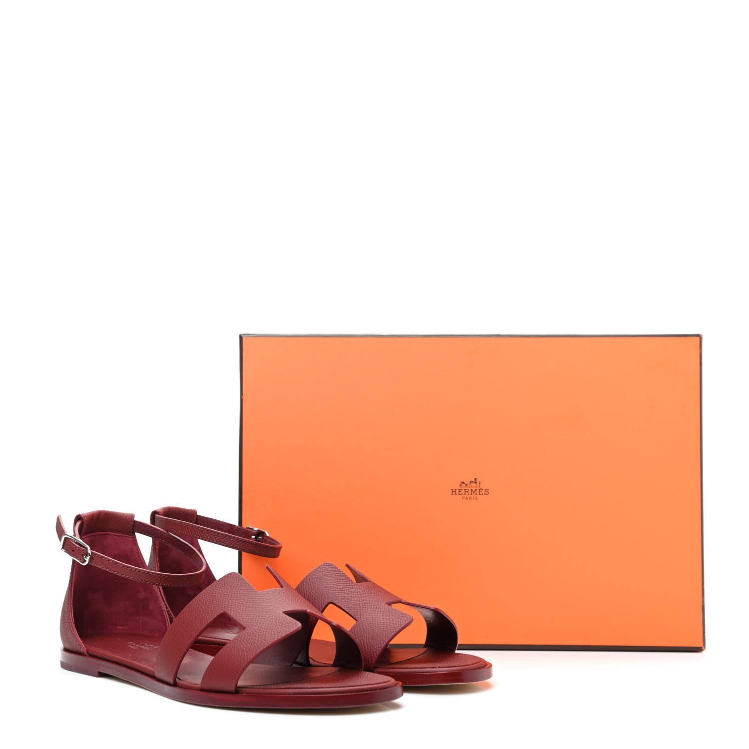 Hermes Epsom Santorini Sandals 39 Rouge Tomette 10 of 10