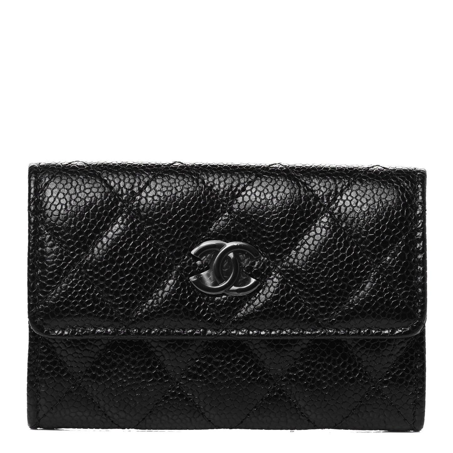 Caviar Quilted Incognito Flap Card Holder Black