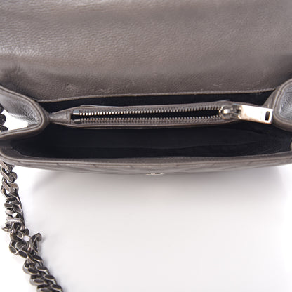 Saint Laurent Sheepskin Matelasse Chevron Monogram Medium College Bag Light Coal 4 of 10