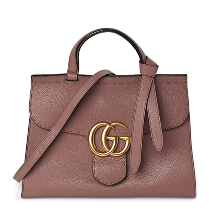 Gucci Calfskin Small GG Marmont Top Handle Bag Rosy Phard 1 of 8
