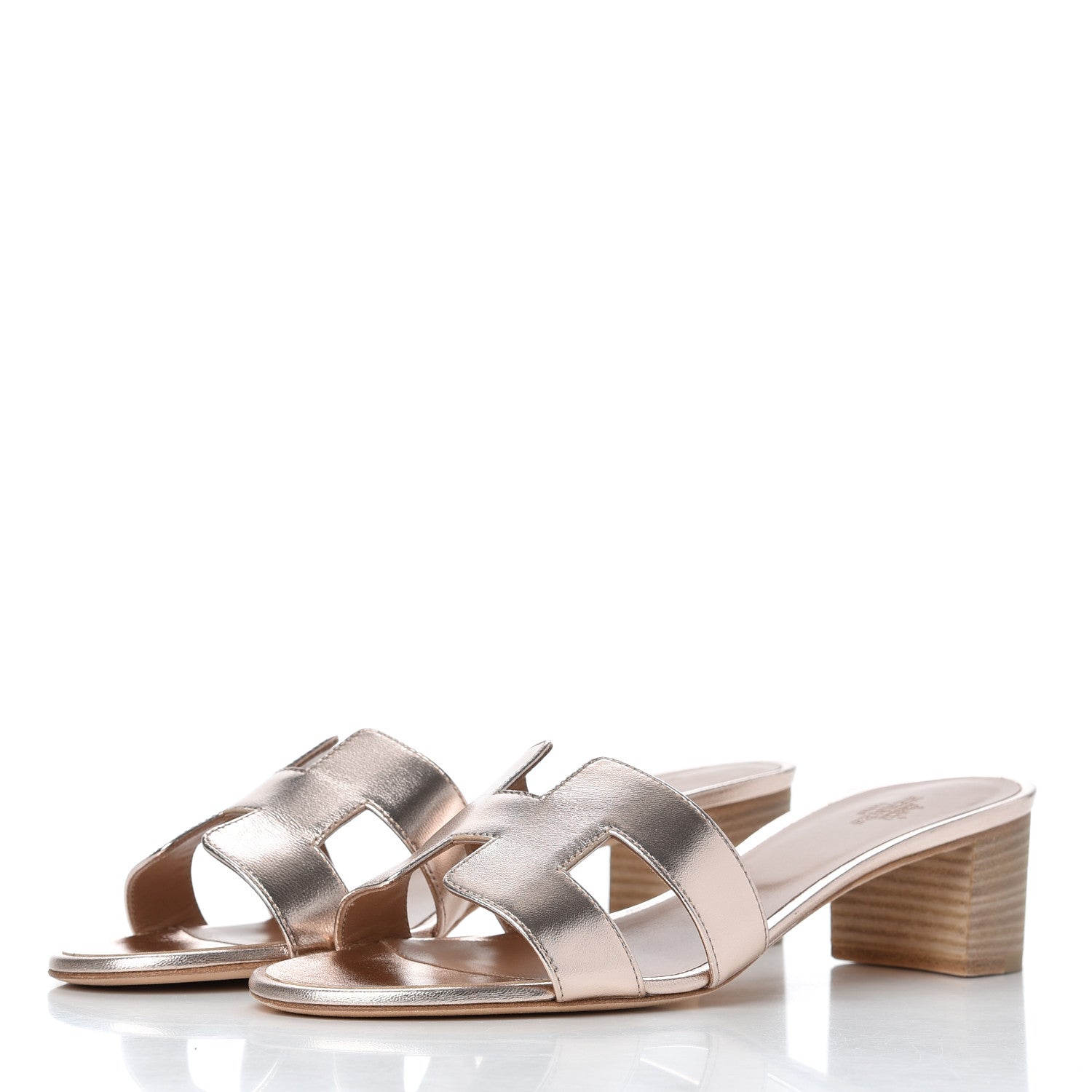 Hermes Metallic Nappa Oasis Sandals 40 Rose Dore 3 of 14