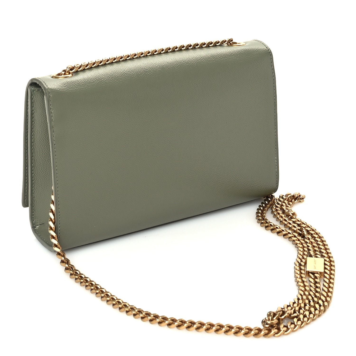 Saint Laurent Grain De Poudre Small Monogram Kate Satchel  Green 2 of 8