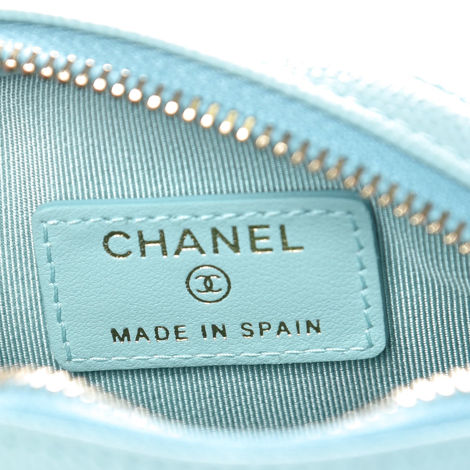 Chanel Caviar Quilted Zip Around Classic Coin Purse Light Blue 6 of 10