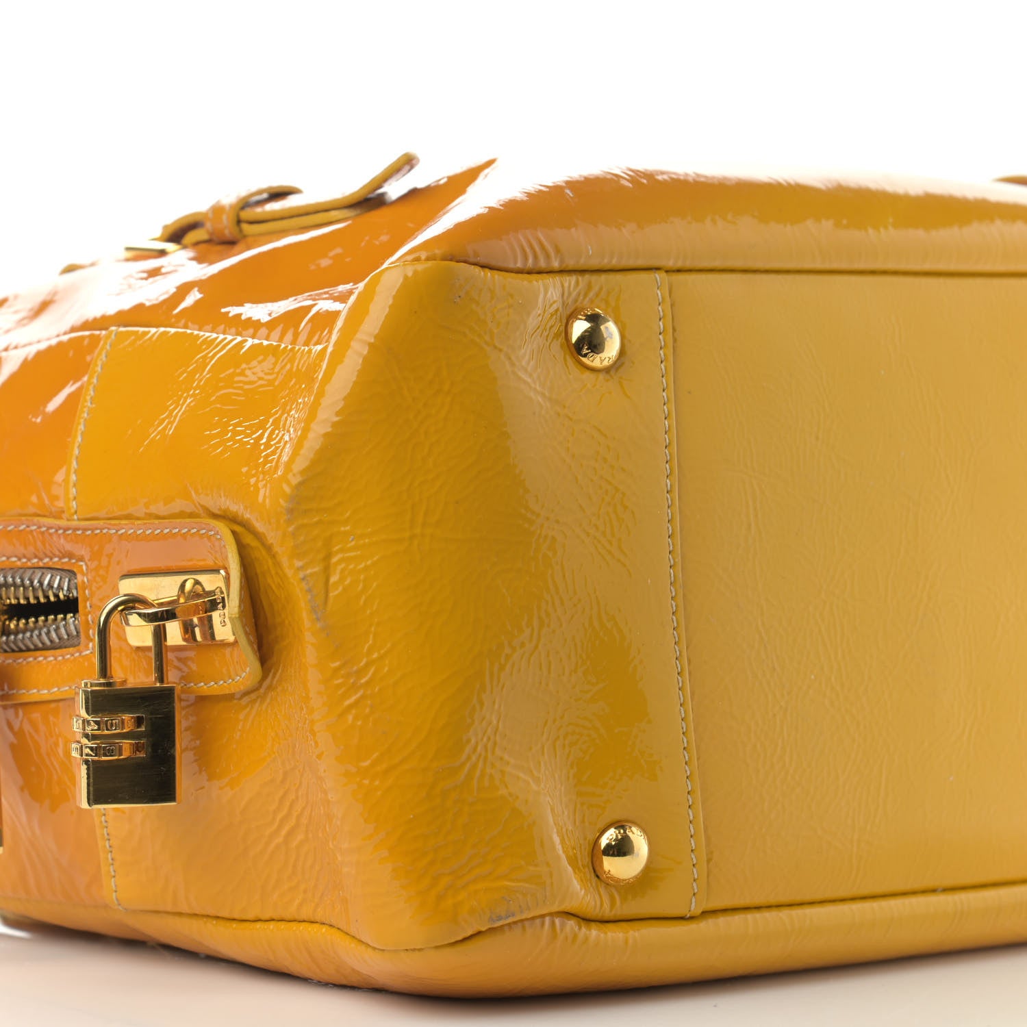 Prada Vernice Naplak Shoulder Bag Giallo 4 of 15