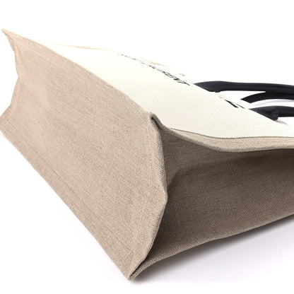 Saint Laurent Linen Calfskin Rive Gauche Tote Optic White 8 of 8