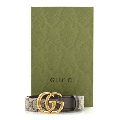 Gucci GG Supreme Monogram Matte Plutone Calfskin Double G 30mm Belt 80 32 Beige Ebony New Acero 7 of 7