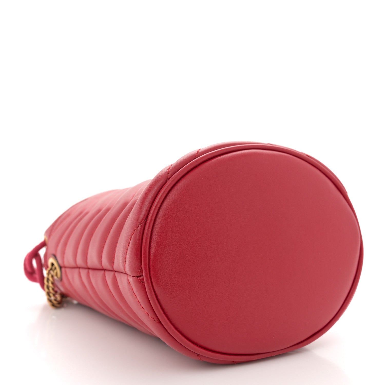 Gucci Calfskin Matelasse Mini GG Marmont 2.0 Bucket Bag Hibiscus Red 4 of 7