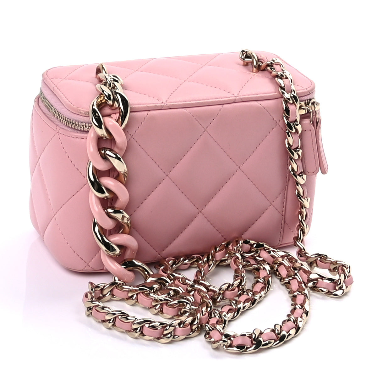 Chanel Lambskin Resin Elegant Chain Vanity Case Pink 2 of 8
