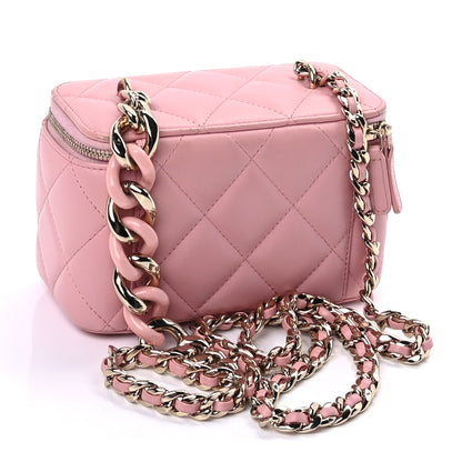Chanel Lambskin Resin Elegant Chain Vanity Case Pink 2 of 8