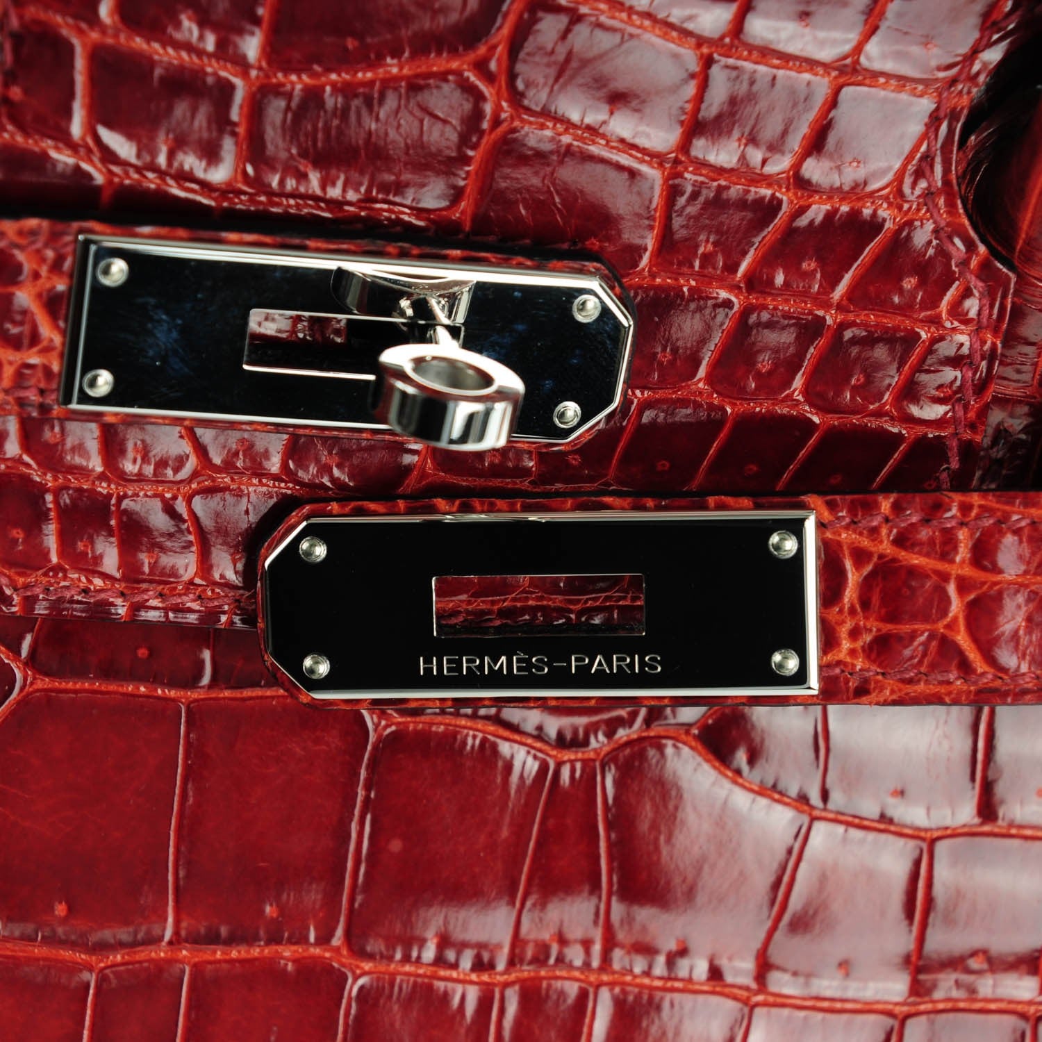Hermes Shiny Porosus Crocodile Birkin 35 Rouge H 9 of 25