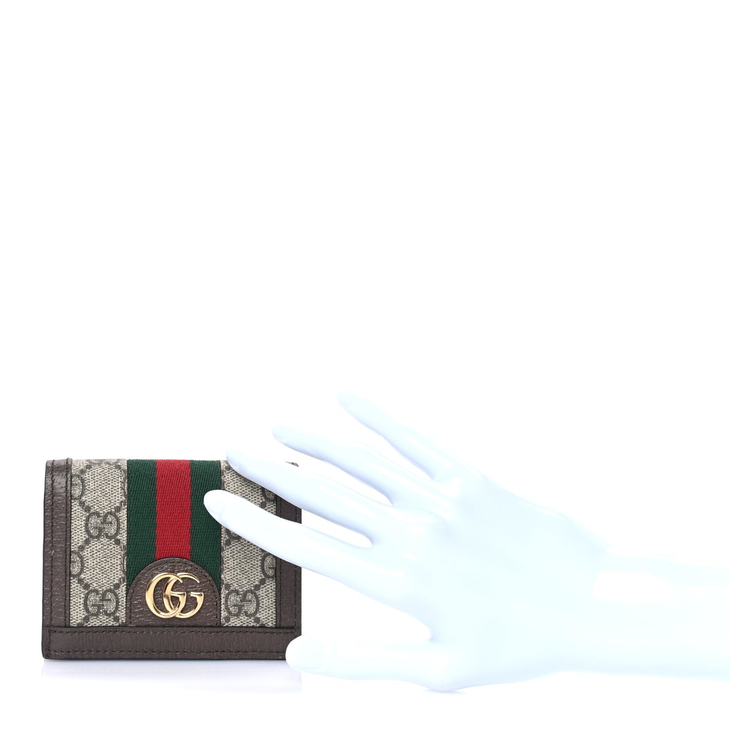 Gucci GG Supreme Monogram Web Ophidia Card Case Beige New Acero 2 of 6