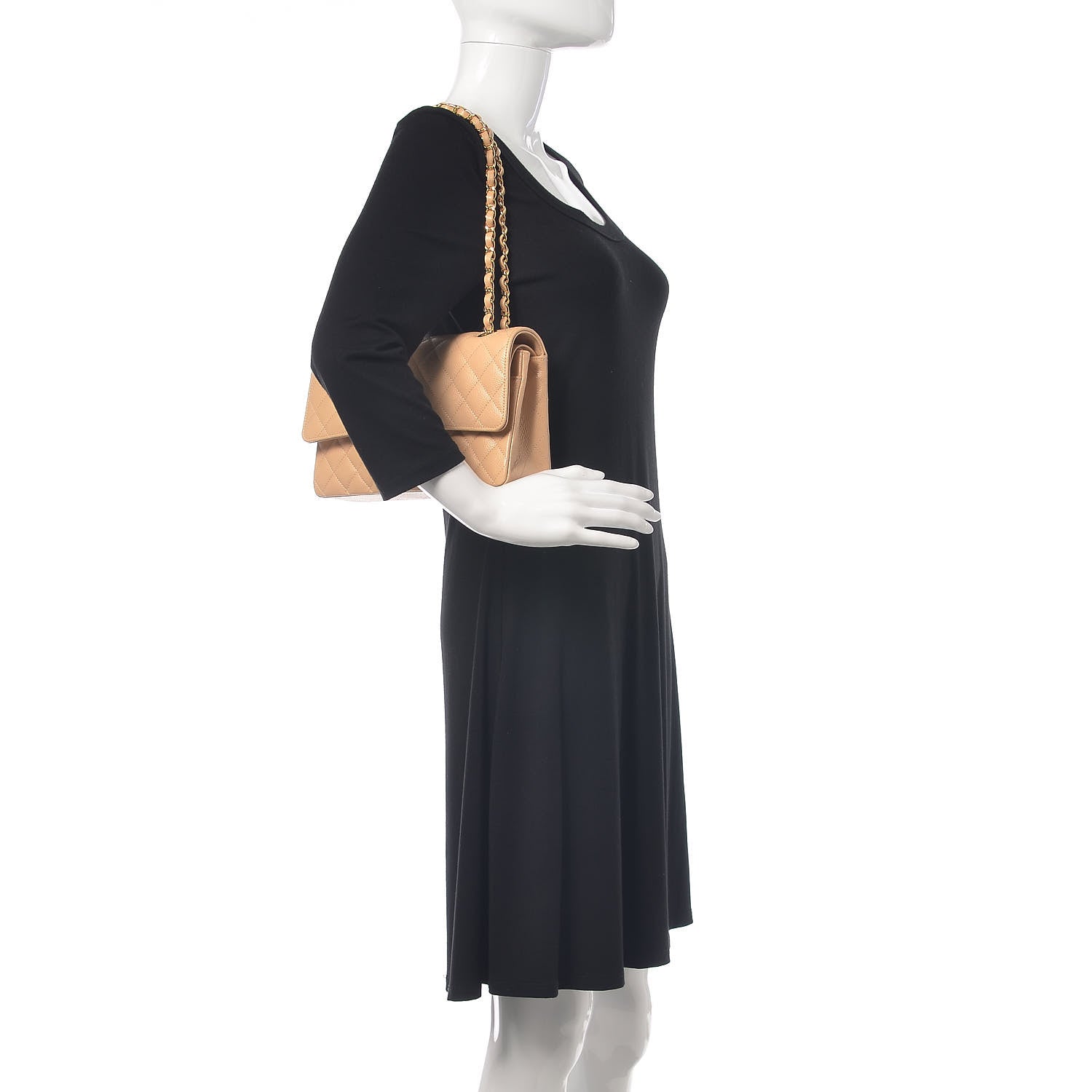 Chanel Caviar Quilted Medium Double Flap Beige 2 of 10