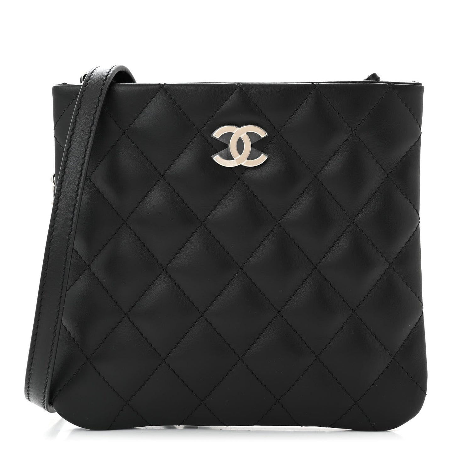 Lambskin Quilted Crossbody Bag Black