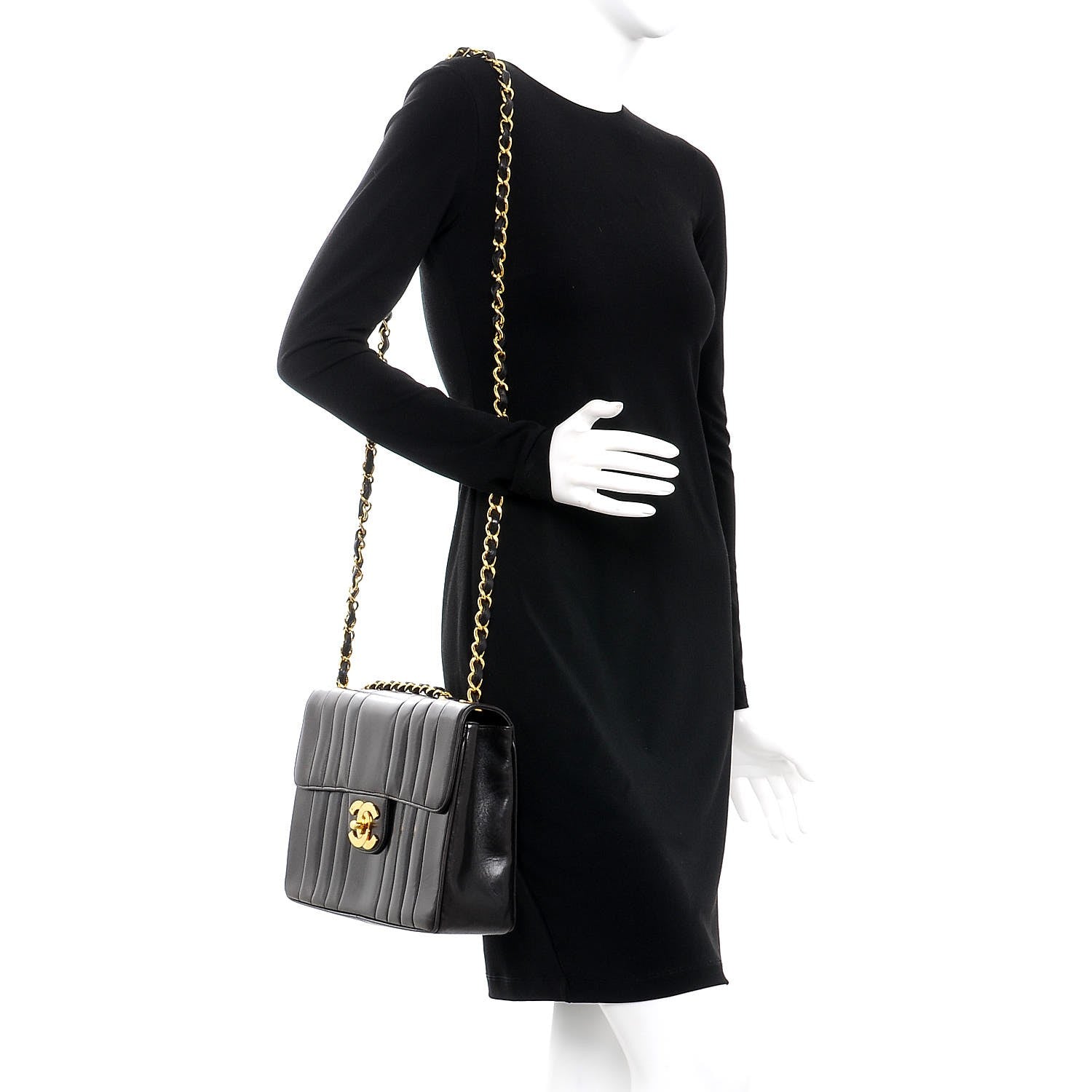 Chanel Lambskin Vertical Quilt Jumbo Single Flap Black 2 of 10