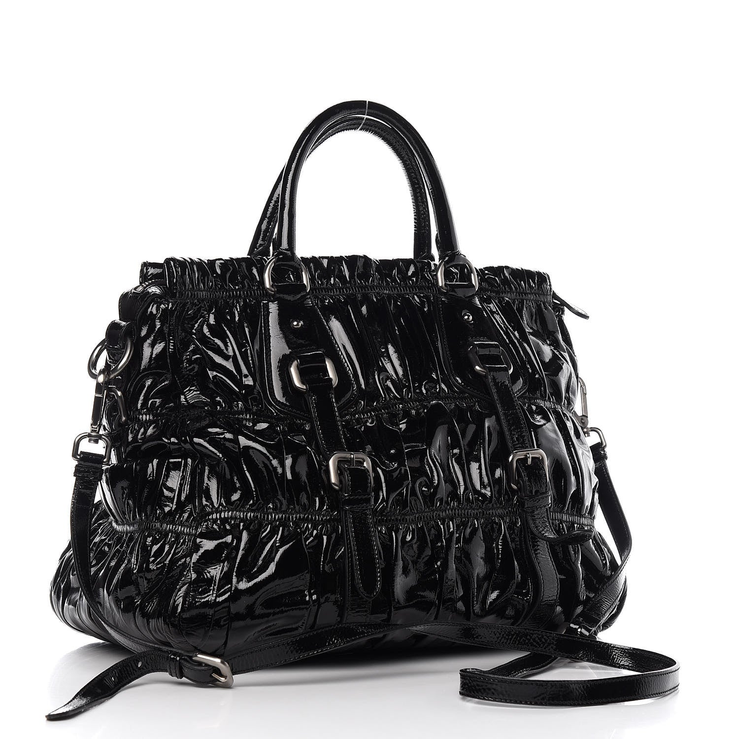 Prada Vernice Gaufre Tote Black 4 of 10