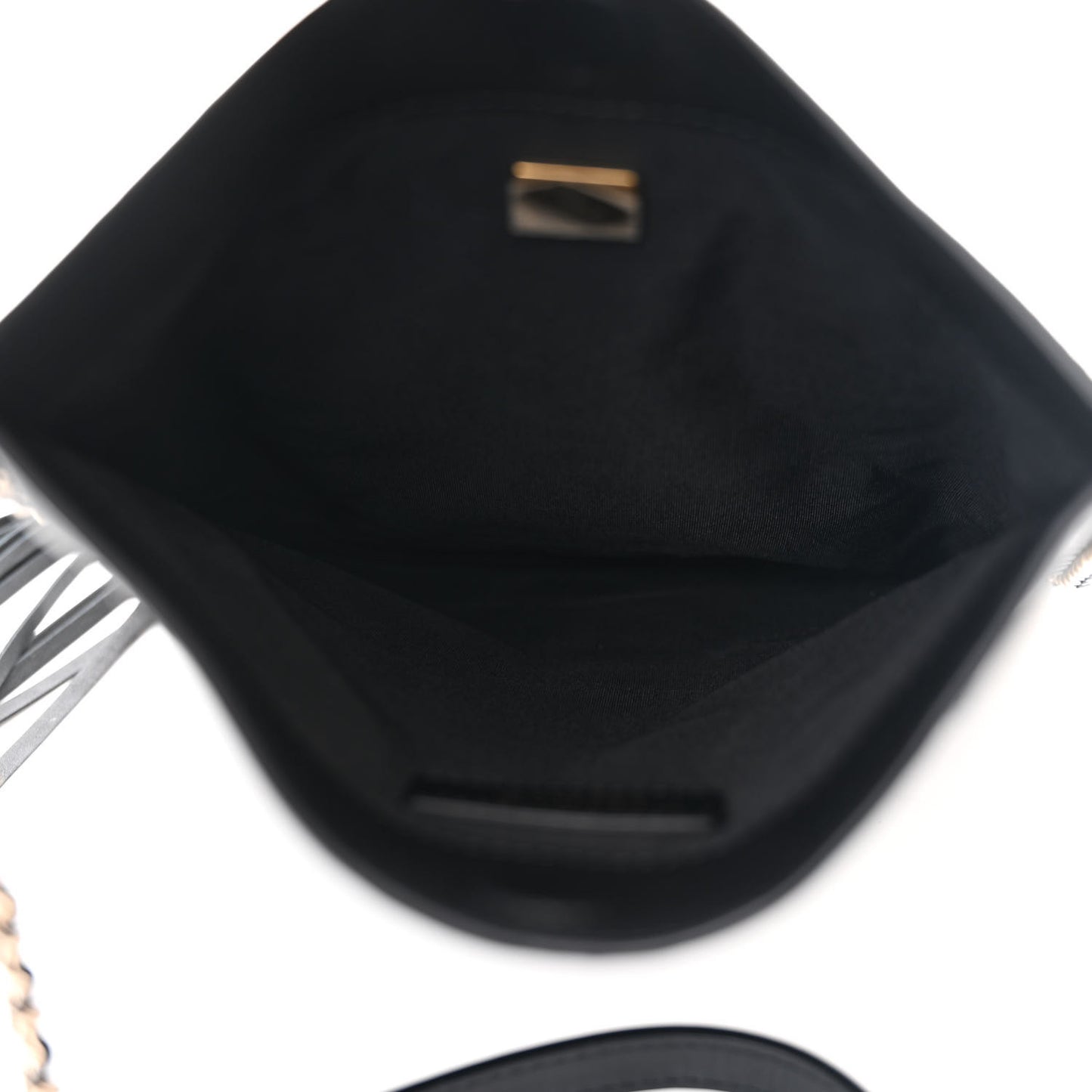 Calfskin Quilted Fringe Small Shopping Bag Black