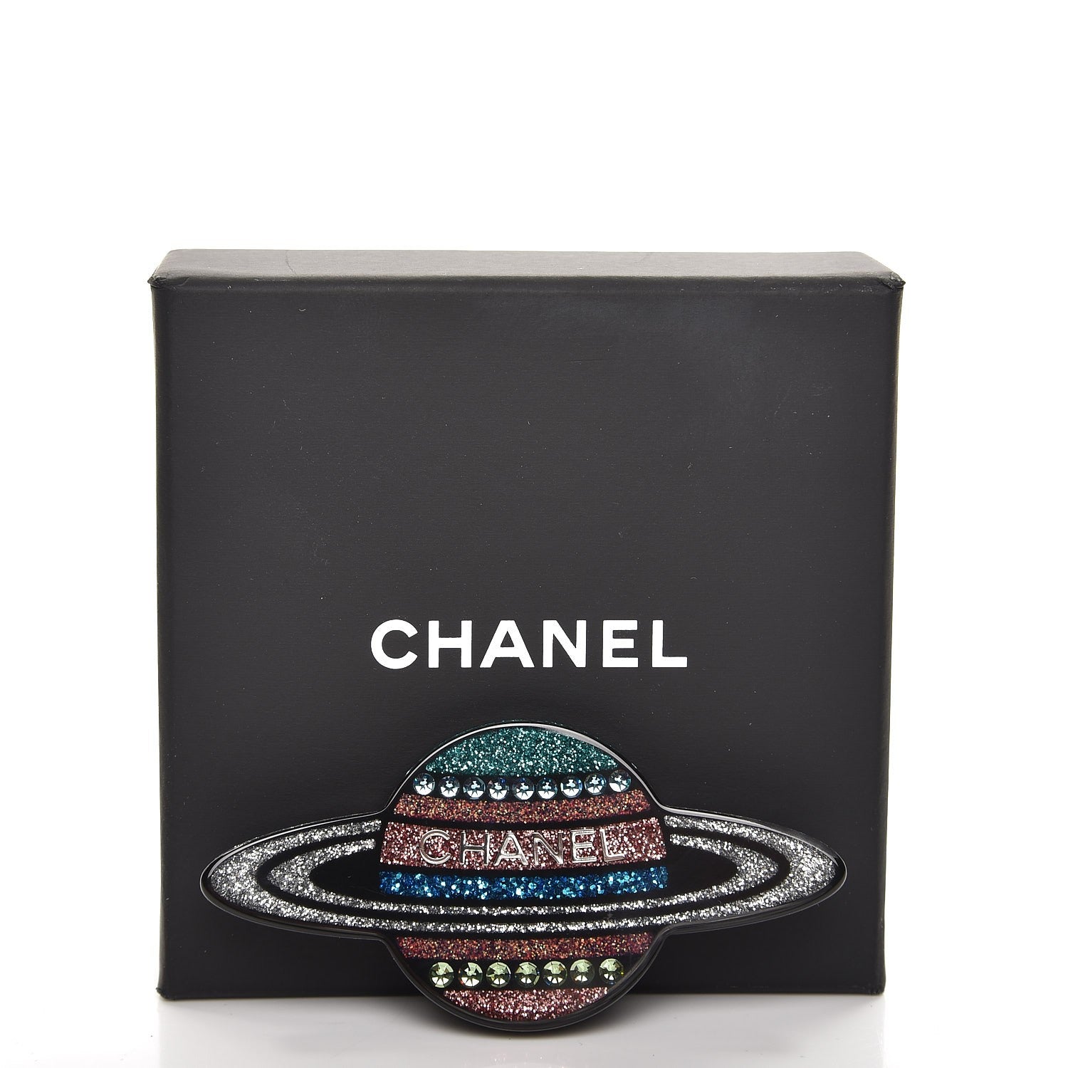 Chanel Glittered Resin Strass Planet Brooch Silver Blue Pink 4 of 4