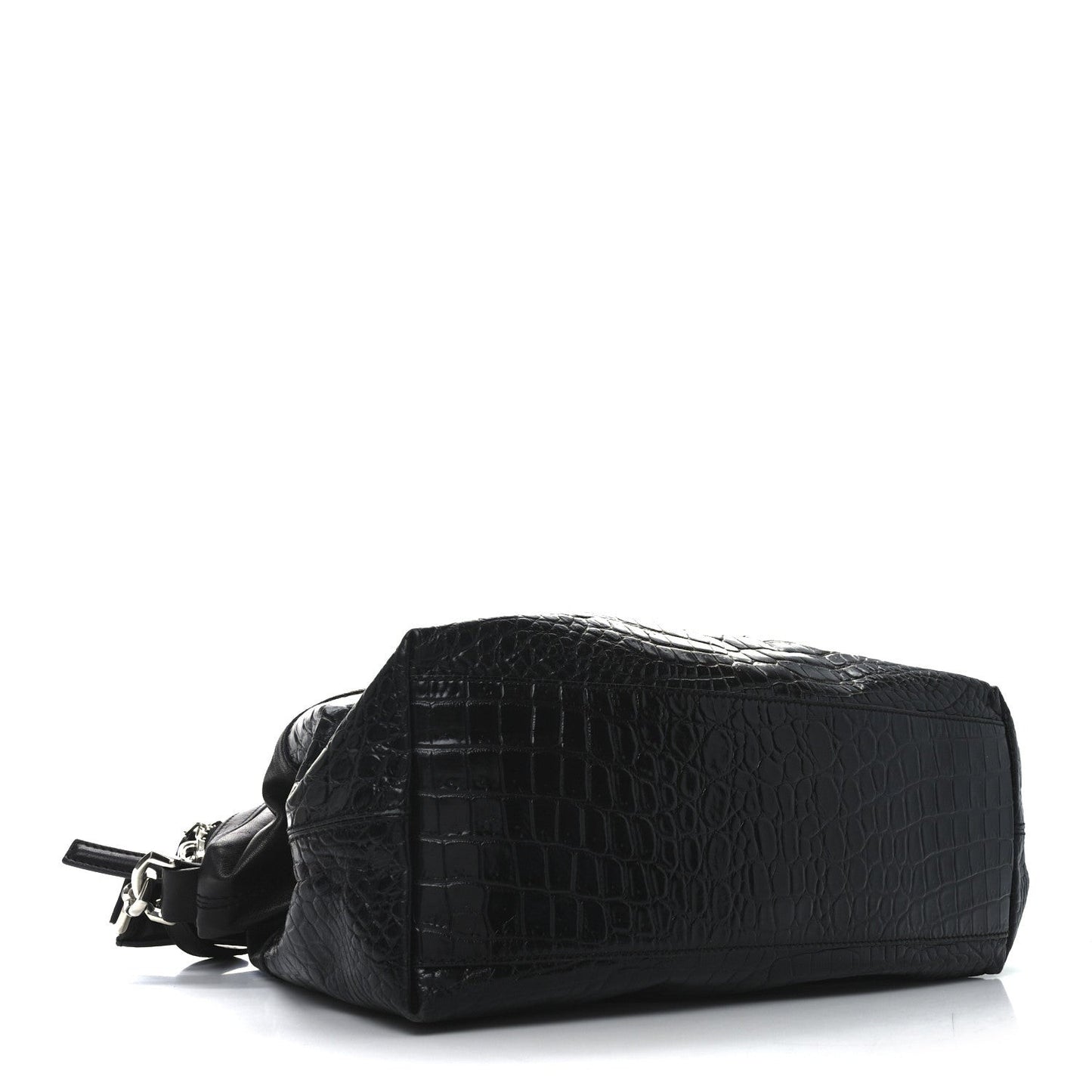 Calfskin Crocodile Embossed Medium Nightingale Black