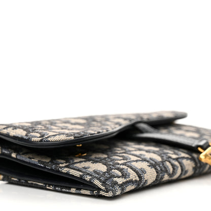 Christian Dior Oblique Saddle Chain Long Wallet Blue 10 of 13