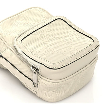 Gucci Calfskin GG Tennis Embossed Mini Double Zip Messenger Bag Mystic White 7 of 8