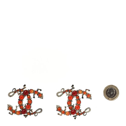 Chanel Crystal CC Gecko Clip On Earrings Gold 2 of 4