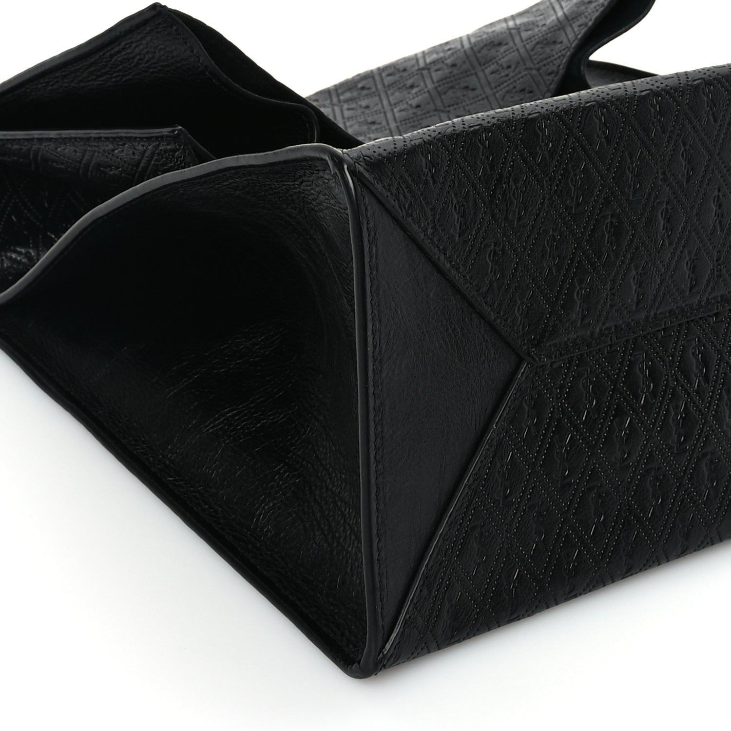 Saint Laurent Calfskin Monogram Deli Paper Bag Vintage Black 7 of 8