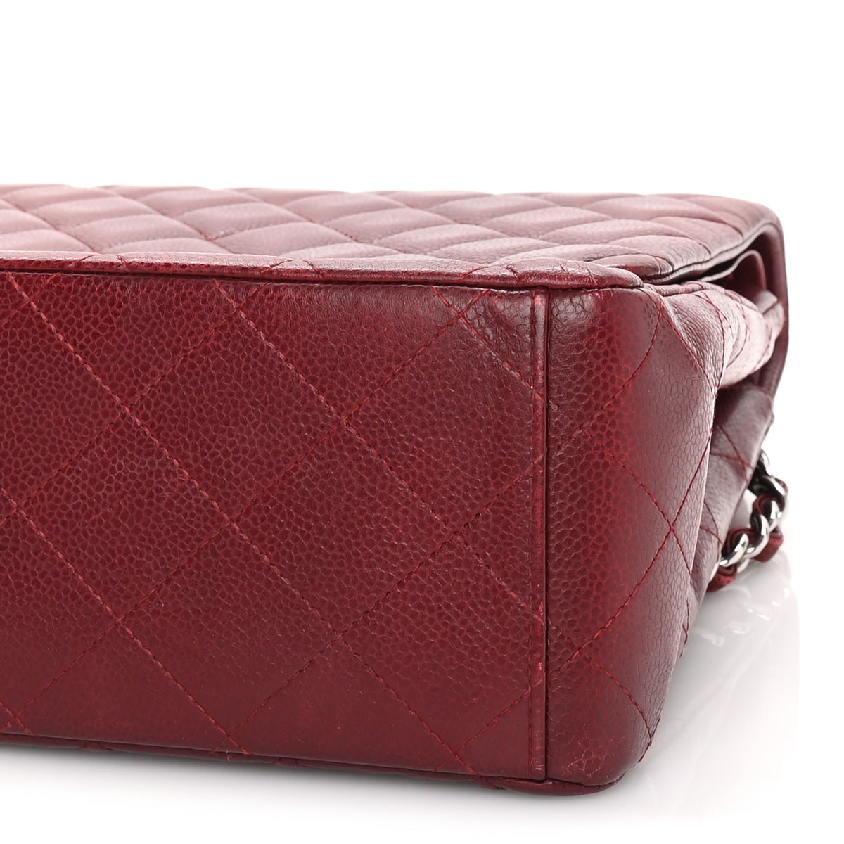 Caviar Quilted Maxi Double Flap Dark Red