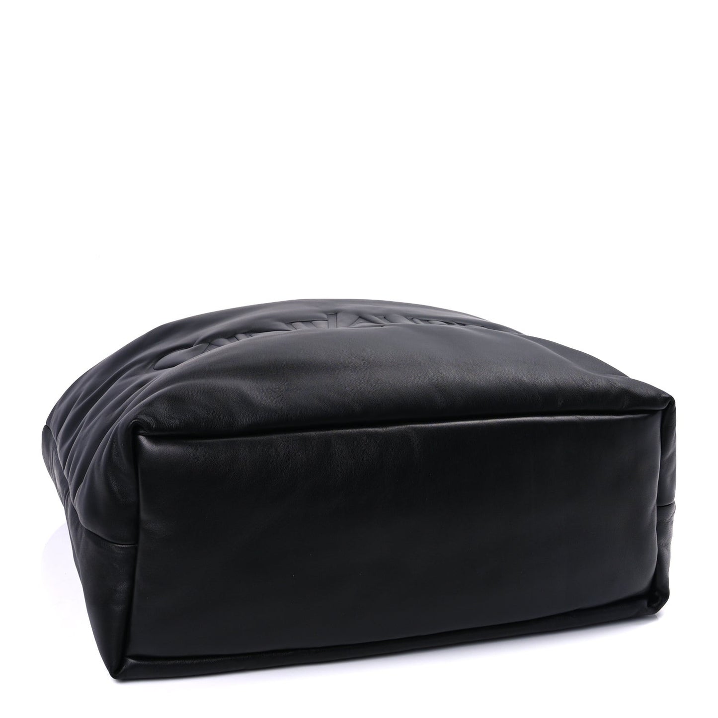 Lambskin Wide Puffer Tote  Black