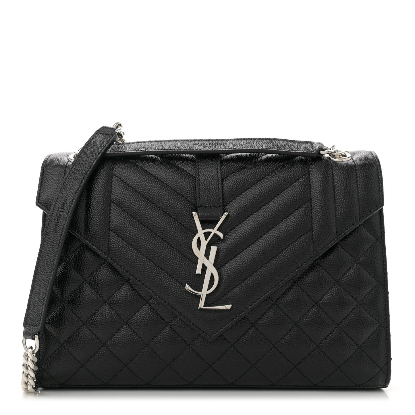 Grain De Poudre Textured Mixed Matelasse Triquilt Medium Monogram Satchel Black
