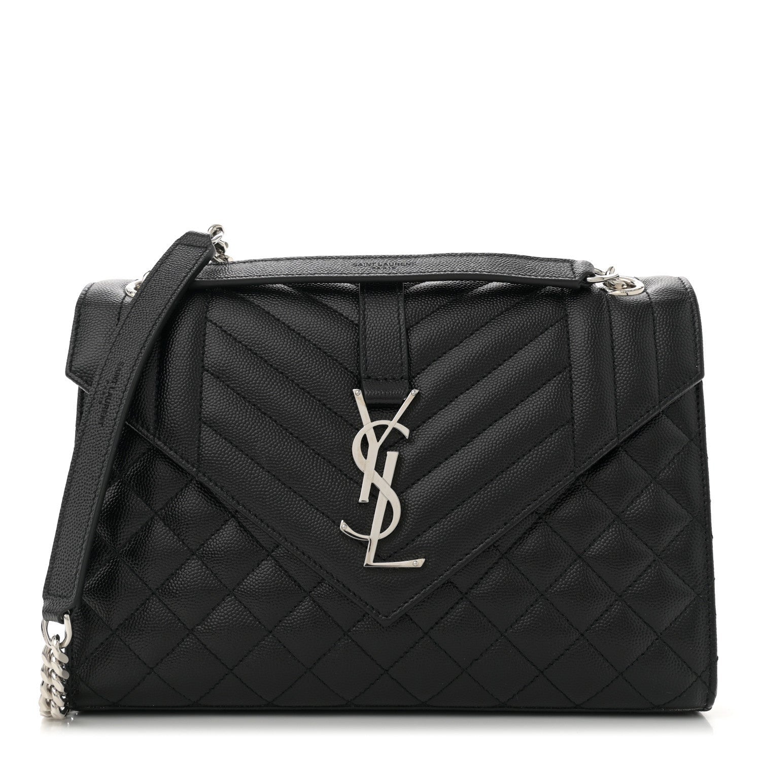 Saint Laurent Grain De Poudre Textured Mixed Matelasse Triquilt Medium Monogram Satchel Black 1 of 7