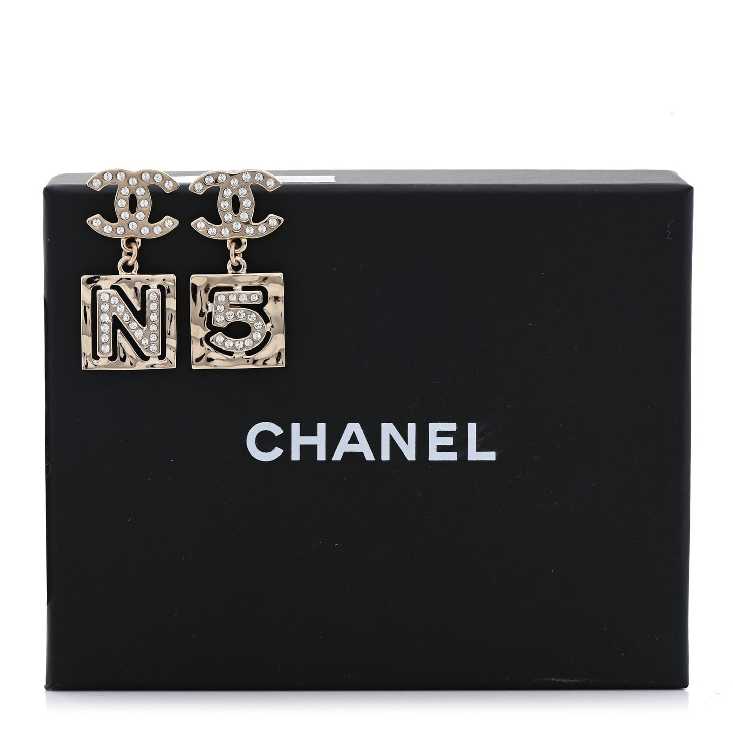 Crystal CC No 5 Drop Earrings Gold