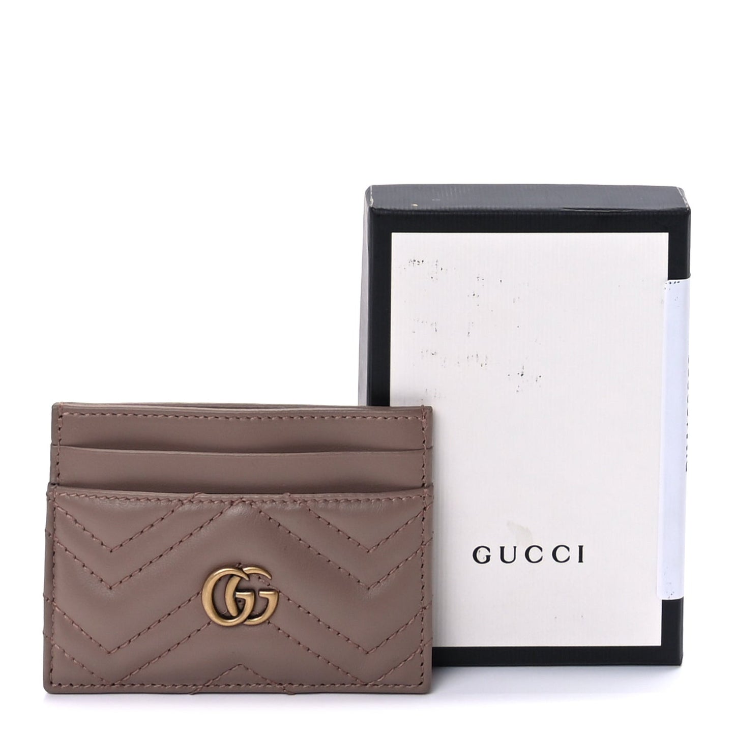 Calfskin Matelasse GG Marmont Card Holder Porcelain Rose