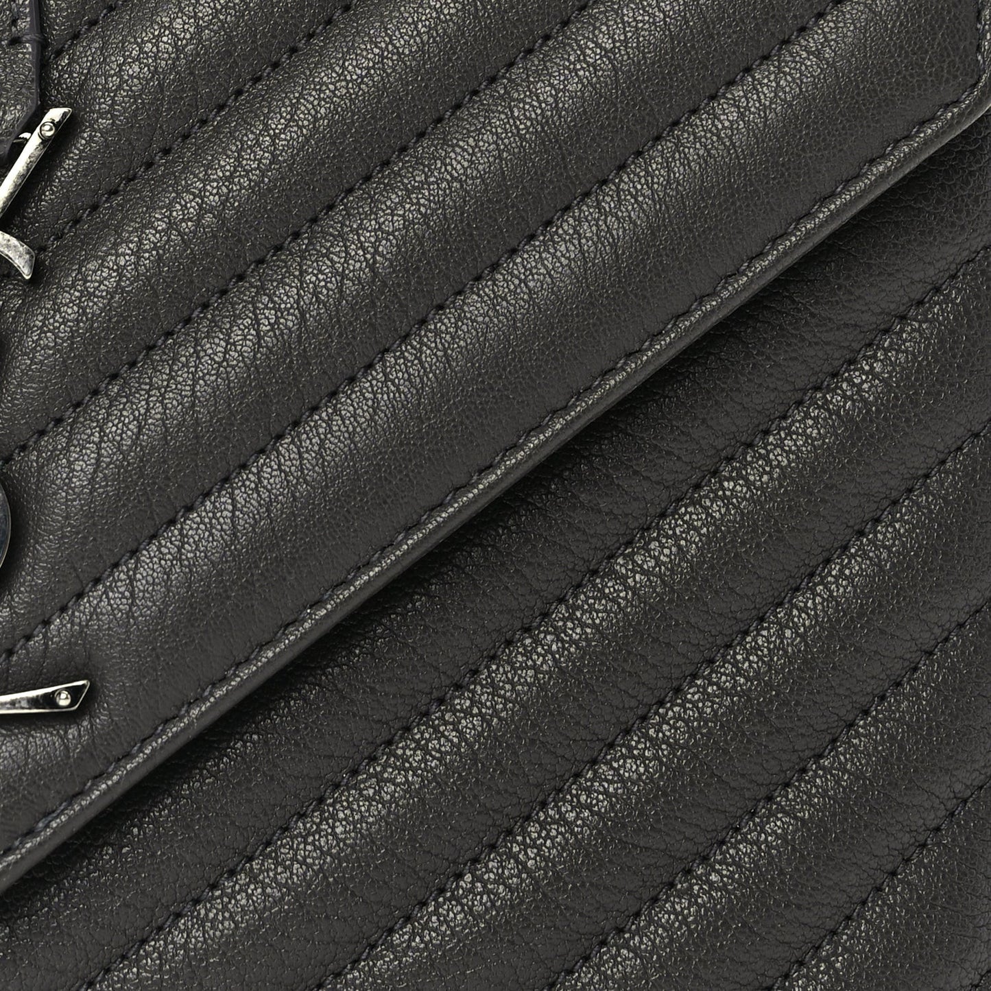 Sheepskin Matelasse Chevron Monogram Medium College Satchel Dark Anthracite