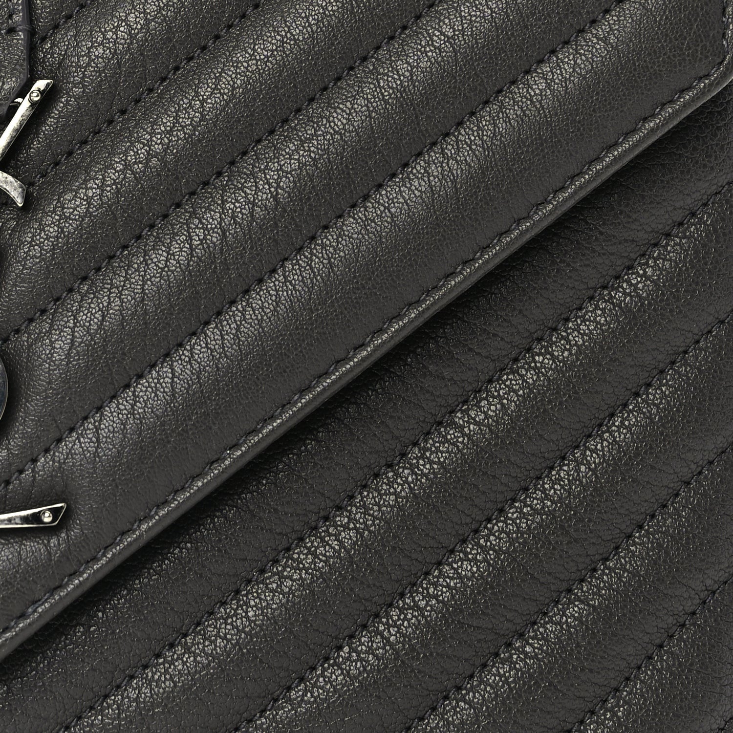 Saint Laurent Sheepskin Matelasse Chevron Monogram Medium College Satchel Dark Anthracite 6 of 8