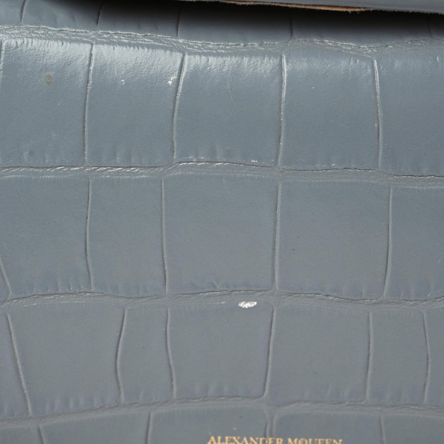 Calfskin Crocodile Embossed Box Shoulder Bag 16 Grey