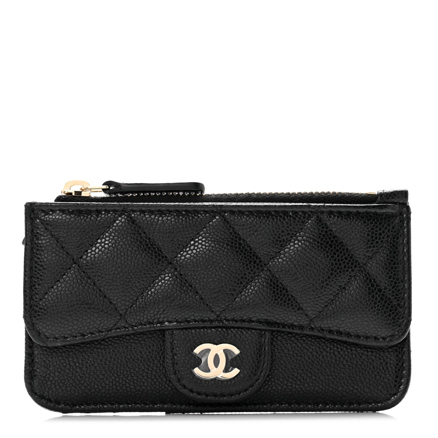 Chanel Caviar Quilted Flap Zip Card Holder Black 1 of 7