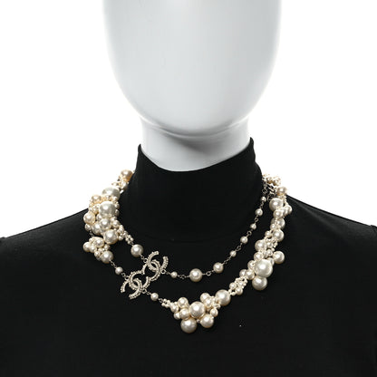 Chanel Pearl CC Cluster Necklace Silver 2 of 7