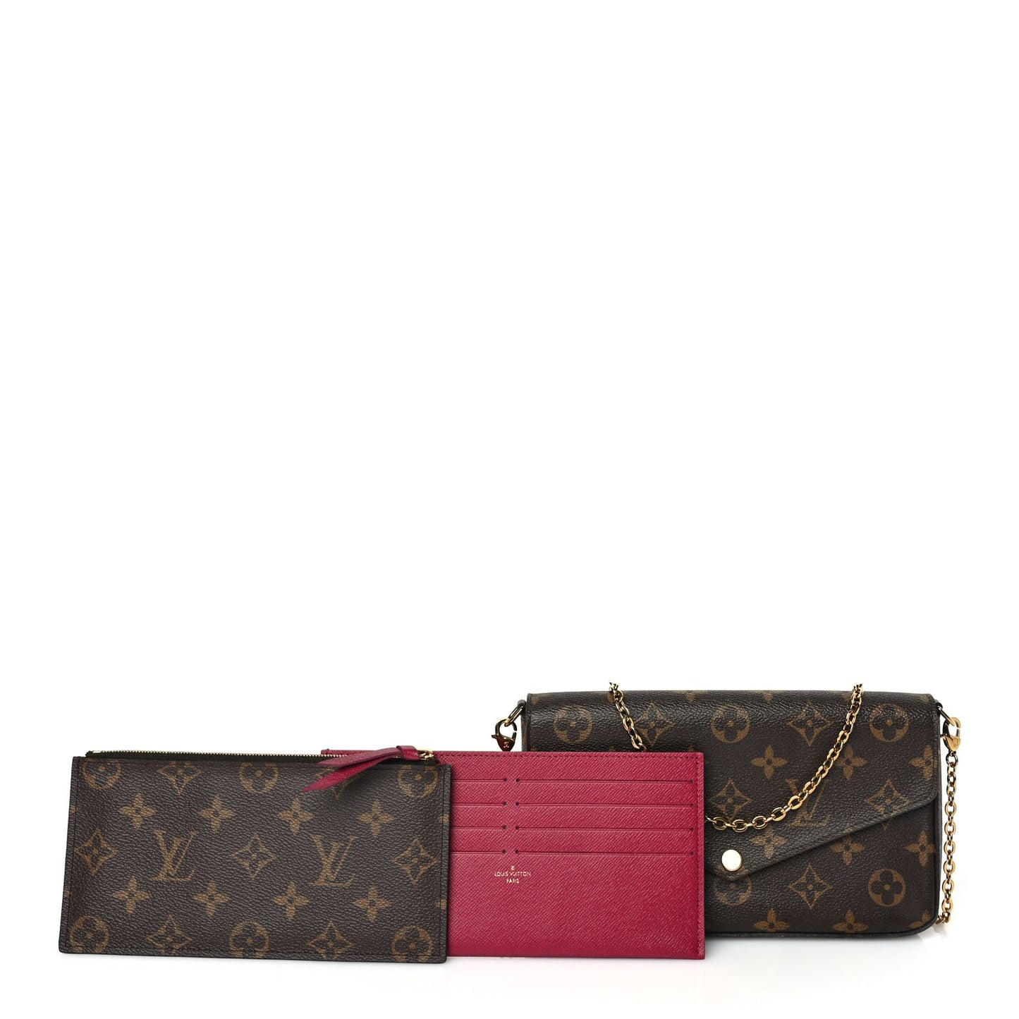 Monogram Pochette Felicie Chain Wallet Fuchsia