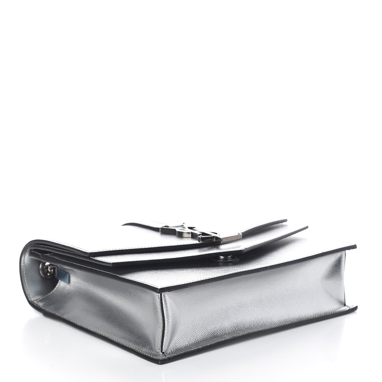 Saint Laurent Grain De Poudre Monogram Medium Sulpice Shoulder Bag Silver 4 of 8