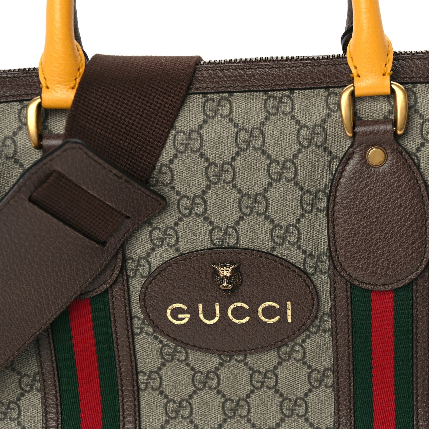 Gucci Soft GG Supreme Monogram Web Neo Vintage Duffle Bag Beige New Acero Crop 7 of 9