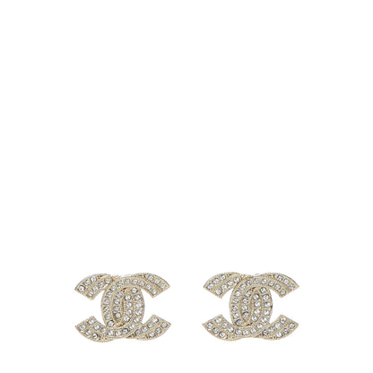 Chanel Crystal CC Earrings Gold 1 of 8