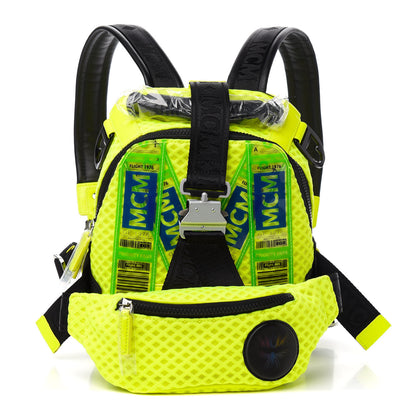 MCM Nylon Mesh Jemison 2-1 Backpack Neon Yellow 1 of 8