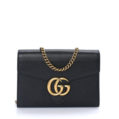 Gucci Calfskin GG Marmont Chain Wallet  Black 1 of 7