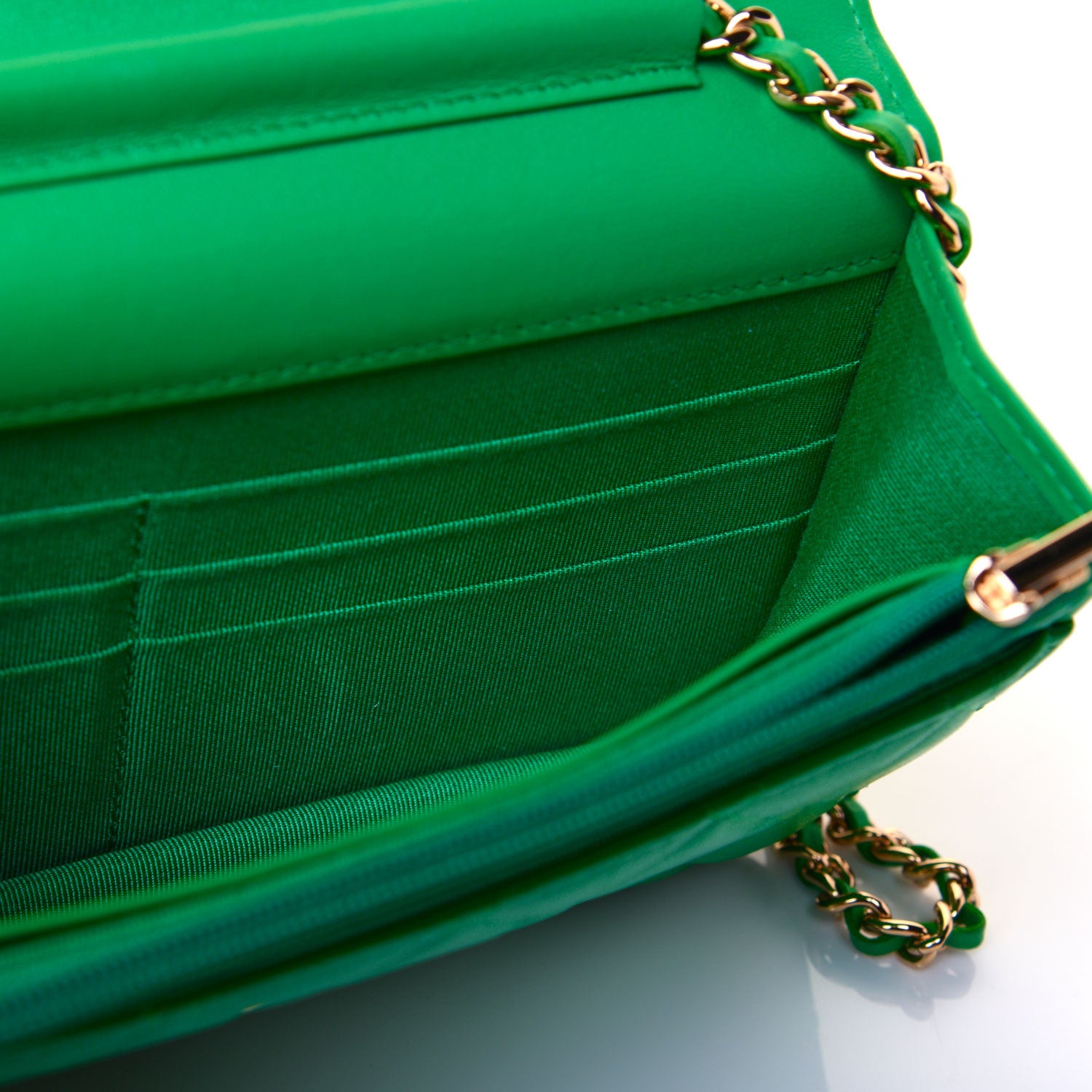 Chanel Lambskin Quilted Wallet On Chain WOC Green 13 of 17