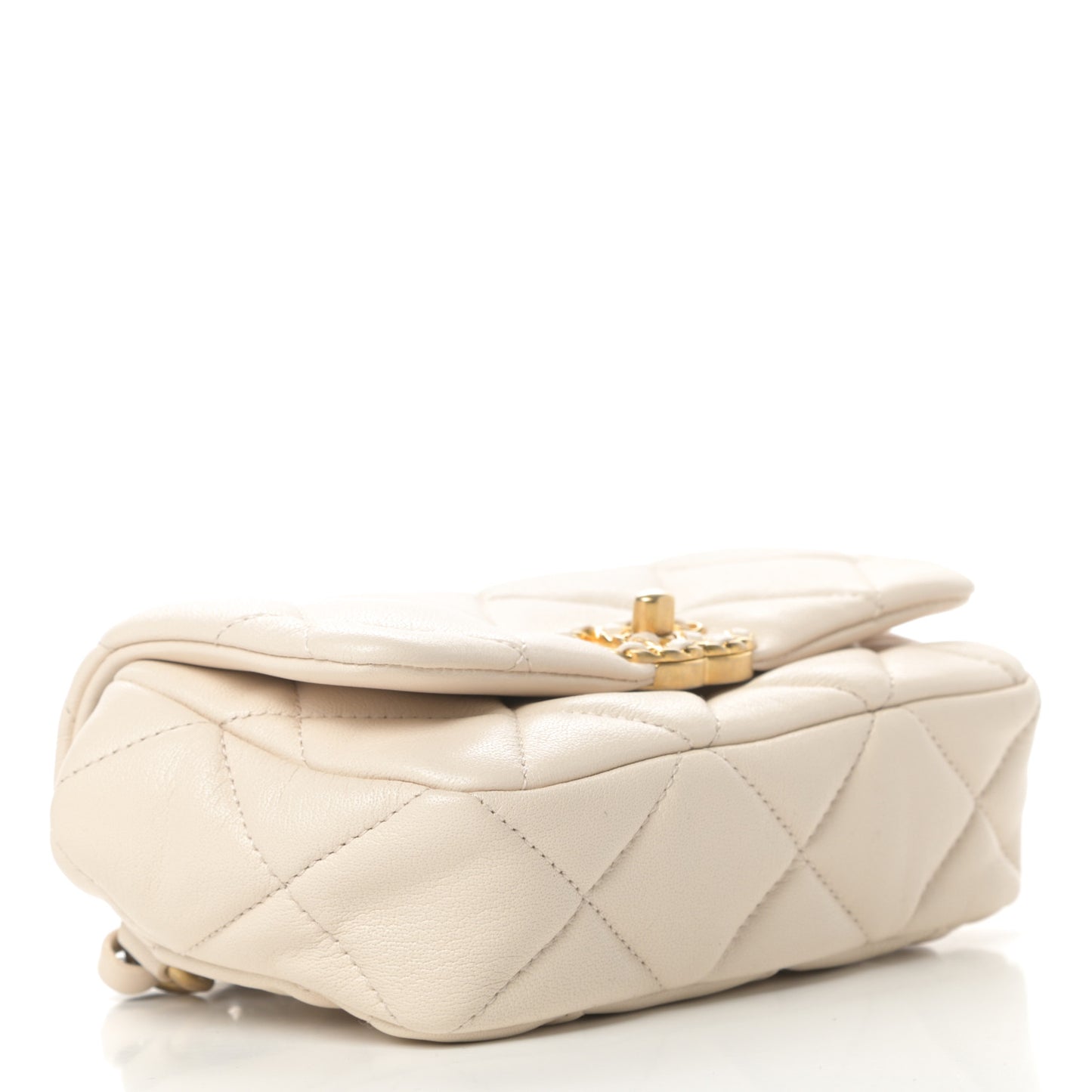 Lambskin Quilted Chanel 19 Waist Bag Light Beige