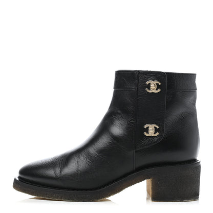 Chanel Calfskin CC Turnlock Ankle Boots 38 Black 1 of 4