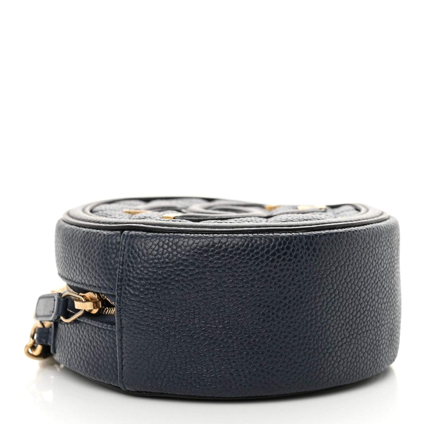 Caviar Quilted Round Filigree Crossbody Navy Black