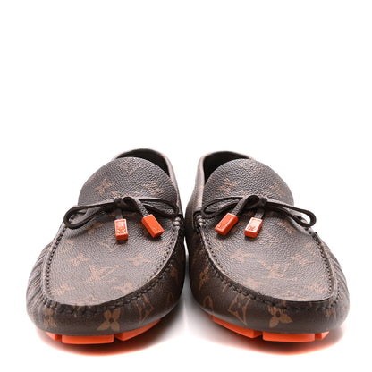 Louis Vuitton Monogram Macassar LV Driver Moccasin Loafers Orange 3 of 7