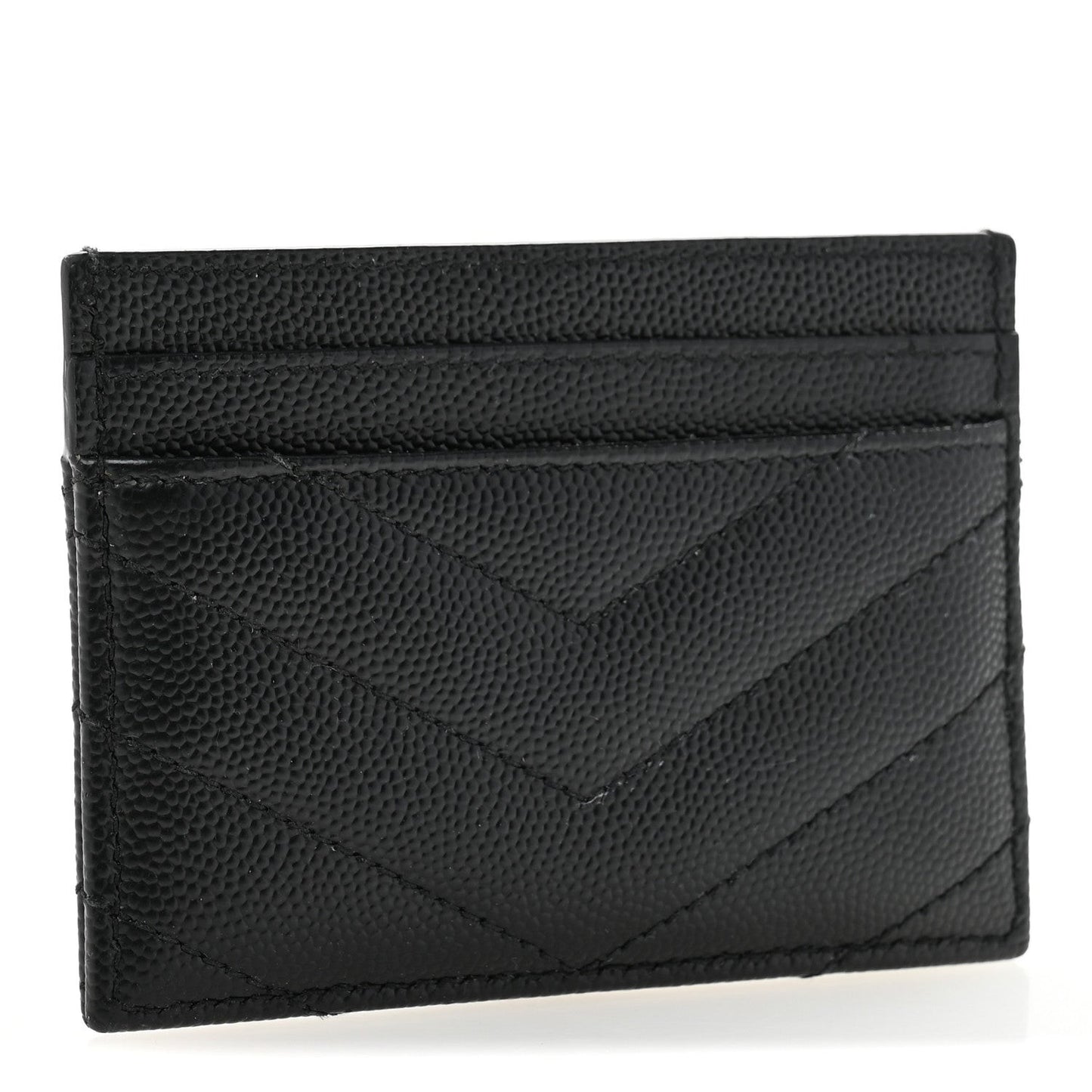 Grain De Poudre Matelasse Chevron Monogram Credit Card Case Black