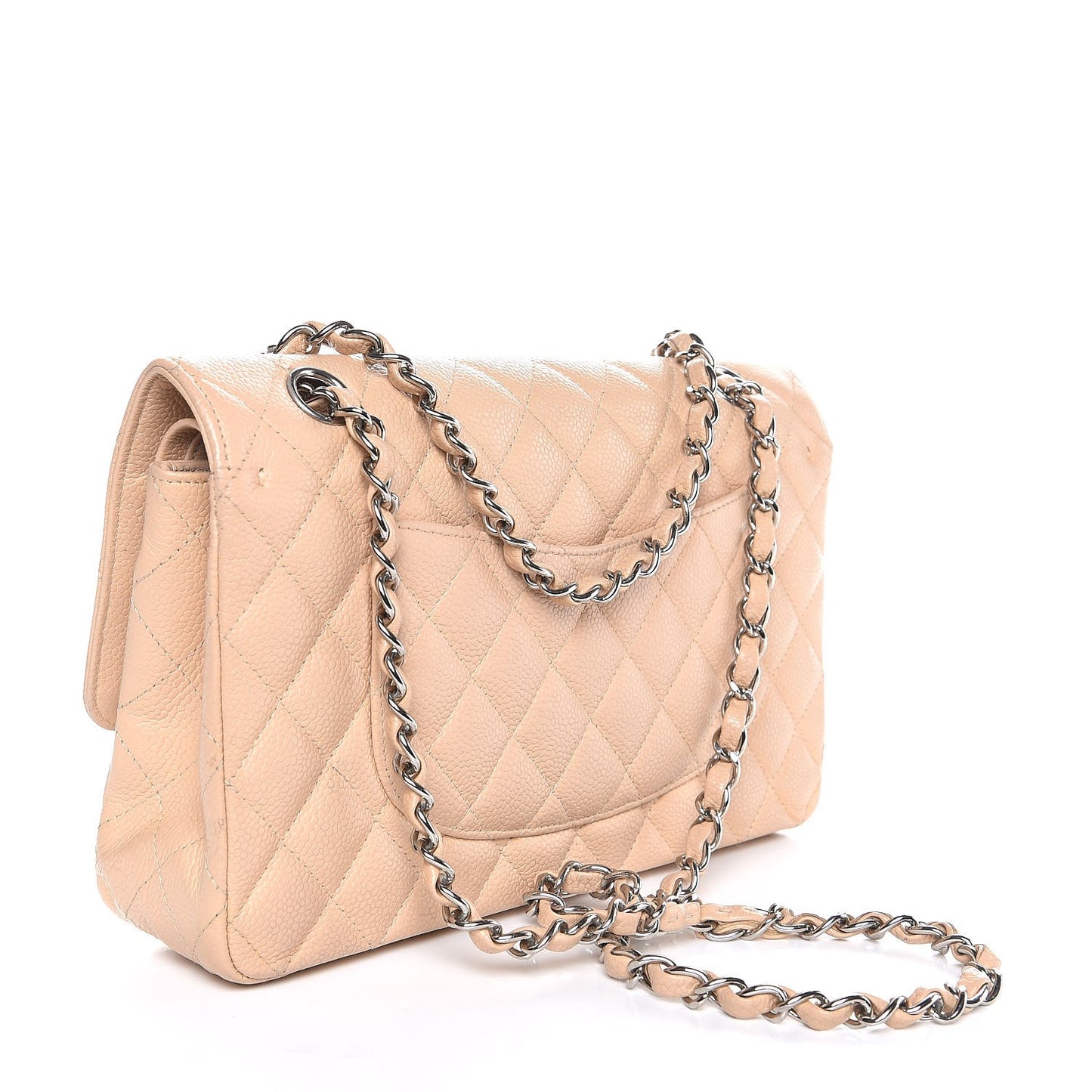 Caviar Quilted Medium Double Flap Beige Clair